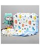 Moms Home Baby Muslin 6 Layer Wash Towel & Pack of 5 Napkins - Blue