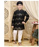 Saka Designs By Sapna Full Sleeves Sequins Chevron Design Embroidered Kurta & Pyjama Set - Black & White