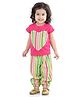 BownBee Pure Cotton Half Sleeves Heart Patch Top & Harem Pants Set - Pink