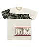 Forever Kids Half Sleeves Graphic Text & Camouflage Printed Tee - Cream
