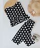 Qvink Sleeveless Summer Polka Dot Printed Frill Hem Top With Culottes -  Black
