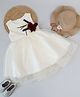 Qvink Sleeveless Striped & Corsage Embellished Fit & Flare Dress - Off White