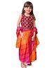 Babyhug Cotton Sleeveless Sequenced Embroidered Choli With Printed Bandhani Lehenga And Dupatta - Red & Orange