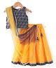 Babyhug Sleeveless Brocade Choli Foil Printed Lehenga and Dupatta Set - Yellow & Navy Blue