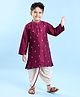 Babyhug Full Sleeves Floral Embroidered Kurta Dhoti Set - Magenta