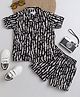 Taffykids Half Sleeves Seamless Abstract Printed Shirt With Coordinating Shorts - Black