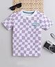 Taffykids Half Sleeves Swirl Design Checkered Coolest Kid Tee - Purple