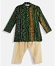 READIPRINT Fashion Full Sleeves Seamless Bandhej Swirl Designed Colour Gradient Kurta With Pyjama - Green