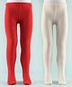 Honeyhap Premium Cotton Super Soft Stretchable Self Knitted  Tights with Silvadur Finish Pack of 2 - Cream & Red