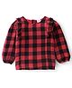 Babyhug 100% Rayon Full Sleeves Yarn Dyed Checks Top With Frill Detailing- Red & Black