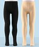 Honeyhap Premium Cotton Stretchable Self Knitted Footed Tights Solid Pack of 2 - Black & Apricot Illusion