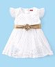 Babyhug Cotton Half Sleeves Party Wear Onesie Glitter Print - White