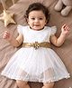 Babyhug Cotton Half Sleeves Party Wear Onesie Glitter Print - White