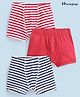 Honeyhap Premium Cotton Elastane Knit Super Soft Stretchable Striped Trunks with Silvadur Antimicrobial Finish Pack of 3 - Bright White Tender Shoots & Navy Peony