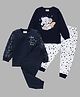 BLUSHES Pack Of 2 Full Sleeve Elephant & Space Rocket Printed  Night Suits - Blue & White