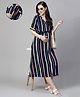 MomToBe Half Sleeves Striped Rayon Maternity Dress - Blue