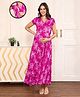 MomToBe Half Sleeves Tie & Dye Rayon Maternity Dress - Pink