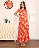 MomToBe Half Sleeves Tie & Dye Rayon Maternity Dress - Ginger Orange