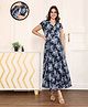 MomToBe Half Sleeves Abstract Printed Maternity Dress - Navy Blue
