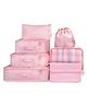 House of Quirk Packing Cubes 7 Pieces Travel Luggage Packing Organizers Set with Toiletry Bag - Pink Stripes