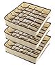 House of Quirk 3 Pack Closet Socks Organizer Drawer Divider with 24 Cell Collapsible Closet Cabinet Organizer  - Beige