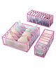 House of Quirk Underwear Drawer Organizer For Underwear Bras and Socks 3 Pieces Of 6/7/11 Compartments - Pink