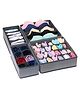 House of Quirk Set of 4 Foldable Rectangular Storage Box Drawer Divider Organizer (Linen Dark Grey)