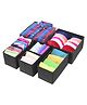 House of Quirk Foldable Cloth Storage Box Closet Dresser Drawer Organizer, Containers Divider with Drawers Set of 6 - Black