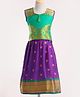 Bhartiya Paridhan Silk Sleeveless Gota Patti & Embroidered Choli & Lehenga Set - Magenta & Green