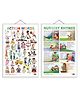 GO WOO  Set of 2 Action Words and NURSERY RHYMES Early Learning Educational Charts for Kids 20X30 inch Non-Tearable and Waterproof Double Sided Laminated Perfect for Homeschooling, Kindergarten and Nursery Students