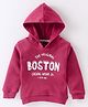 Pink Rabbit Cotton Fleece Full Sleeves Hooded Sweatshirt Text Print- Red