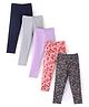 Primo Gino Cotton Blend Knit Full Length Butterfly & Unicorn Printed Leggings Pack of 5 - Multicolour