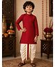 Superminis Full Sleeves Self Design Kurta & Dhoti Set - Maroon & White