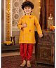 Superminis Full Sleeves Damask Motif Foil Printed Self Design Kurta & Dhoti Set - Yellow