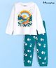 Honeyhap Premium Cotton Bio Finish Full Sleeves Night Suit with Mountain Print - White & Green