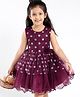 Mark & Mia Sleeveless Party Frock with Foil Printed - Purple