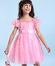 Mark & Mia Half Sleeve Knee Length Heart Foil Print Party Dress - Pink