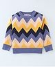 Kookie Kids Full Sleeves Sweater with Zig Zag Design - Multicolour