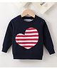 Kookie Kids Full Sleeves Sweater Striped Heart Design- Navy Blue