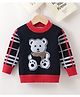 Kookie Kids Full Sleeves Sweater Bear Design- Navy Blue