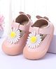 Oh! Pair Velcro Closure Floral Print Booties - Pink