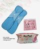 Re:Pad Reusable Sanitary Pad for Women Pack of 2 Night Pads (Super Maxi Blue Pad) with Storage Pouch- 2 Pads-(RP0036)