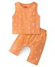 Babyhug Sleeveless Jhabla & Full Length Pajama Set With Star Print - Orange
