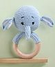 Bonfino Handmade  Premium Wooden Jumbo Ring Rattle |Crochet Rattle Toy for Newborns |Natural Wool Sensory Toy for Kids | Safe & Non Toxic | BIS Certified