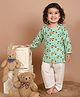 LIL PITAARA Pure Cotton Full Sleeves Tee & Pyjama Set Scooter Print - Green
