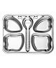 HAPPY HUES Stainless Steel Divided Meal Plate Tray 4 Compartments Dinner Dish Butterfly Design- Silver