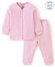 Babyoye Cotton Modal Knit Pointelle Soild Full Sleeves Inner Wear Set - Cherry Blossom