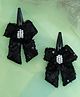 Ribbon candy Set of 2 Sequinned Bow & Pearl Embellishment Tic Tac Hair Clips - Black