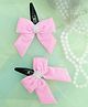 Ribbon candy Set Of 2 Pearl Embellished  Velvet Bow Tic Tac Hair Clips - Light Pink
