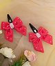 Ribbon candy Set Of 2 Pearl Embellished  Velvet Bow Tic Tac Hair Clips - Pink